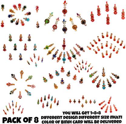 QUBIX Long Stone Bindi Forehead Multicolor Bindis FOR HEAD Multicolor Bindis