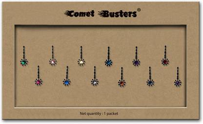 Comet Busters Traditional Black With Multicolor Crystal Bindi (BV226) Forehead Black Bindis