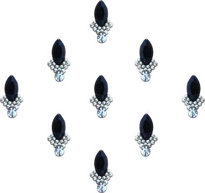 Comet Busters Fancy Black Bindi With Stone (BV576) Forehead Black Bindis