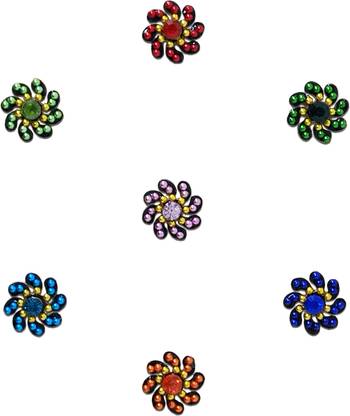 Comet Busters Fancy Round Bindis With Colorful Stone and Beads (BV1115) Forehead Multicolor Bindis