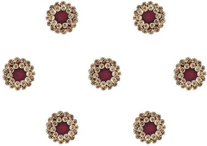 Comet Busters Maroon Round Velvet Bindi With Gold Stone Border (9mm) (BV1650) Forehead Maroon Bindis