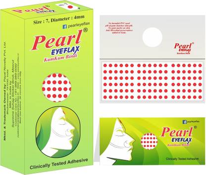 PEARL EYEFLAX Velvet Kumkum Bindi Red Round Box with 15 Flaps Self Adhesive,Reusable for Women Ladies Girls (Size 7 Diameter 4mm) Forehead Red Bindis