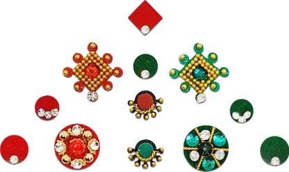 Comet Busters Green and Red Mix Assorted Bindi Pack (BV1405) Forehead Multicolor Bindis