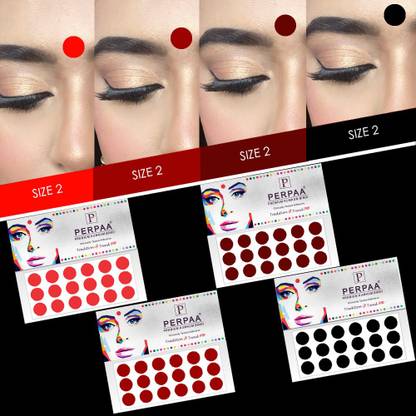 Perpaa Multi Colour Bindi Pack of 8 Flaps Size 2 Diameter 13mm Forehead Multicolor Bindis