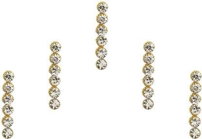 Comet Busters Beautiful Six Stone Long Silver Bindi for Women (BV1486) Forehead Multicolor Bindis