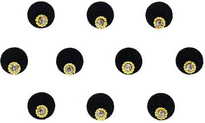 Comet Busters Handcrafted Black Velvet Round Bindi With Stone (7mm) (BV1554) Forehead Black Bindis