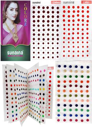 SUNAINA Colorz Simple Plain Round Multicolor Sticker Spiral Bindi Book For Women मल्टीकलर बिंदी