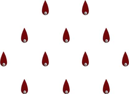 Comet Busters Maroon Tear Drop Bindi for Women With Stone (8mm) (BV1446) Forehead Maroon Bindis