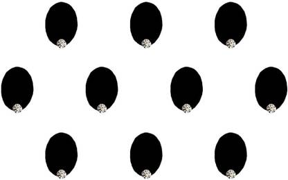Comet Busters Fancy Black Oval Bindi With Silver Stone (10mm) (BV1511) Forehead Black Bindis