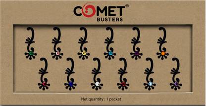 Comet Busters Beautiful Black Bindi With Multicolor Stones (BV312) Forehead Black Bindis