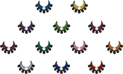 Comet Busters Fancy Multicolor Moon Bindis With Silver Stone (BV1433) Forehead Multicolor Bindis