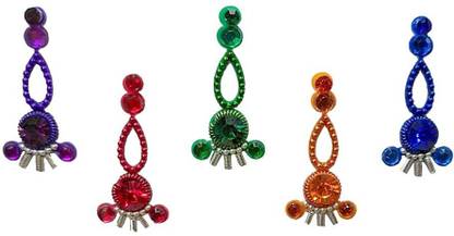 Comet Busters Multicolor Long Bindis With Stone Work (BIN1095) Forehead Multicolor Bindis