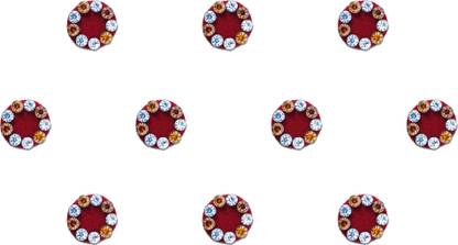 Comet Busters Beautiful Handcrafted Round Bindi With Stone Border (7 mm) (BV734) Forehead Maroon Bindis