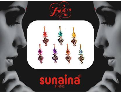 SUNAINA New Love Collection Designer Long FOREHEAD Multicolor Bindis  (FANCY BINDI)