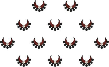 Comet Busters Fancy Maroon Moon Bindi With Silver Stone (6mm) (BV1522) Forehead Maroon Bindis