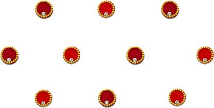 Comet Busters Red and Maroon Round Velvet Bindi for Women (6.5mm) (BV1470) Forehead Multicolor Bindis
