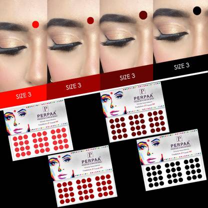 Perpaa Multi Colour Bindi Pack of 8 Flaps Size 3 Diameter 10mm Forehead Multicolor Bindis