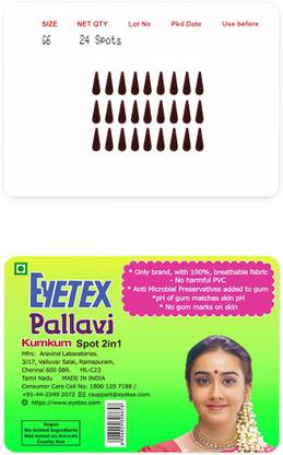 Eyetex Pallavi Sticker Kumkum Forehead Maroon Bindis