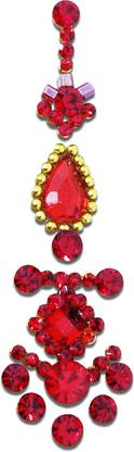 Comet Busters Premium Long Red Bridal Bindi Studded with Red Stones (20 mm) (BV342) Forehead Red Bindis