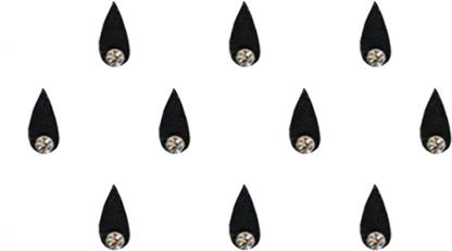 Comet Busters Black Tear Drop Bindi for Women With Single Stone (10mm) (BIN1456) Forehead Black Bindis  (Basic with Diamond)