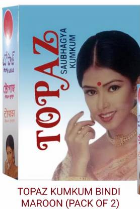 TOPAZ 100% ORIGINAL KUMKUM BINDI WITH NON ALLERGIC & NON STAINING ( PACK OF 2) MAROON FOREHEAD Maroon Bindis