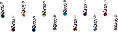Comet Busters Beautiful Black Bindis with Colorful Stones (15mm) (BIN228) Forehead Multicolor Bindis