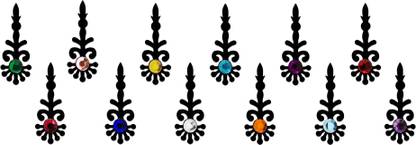 Comet Busters Beautiful Black Bindi With Multicolor Stones (BV305) Forehead Black Bindis