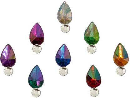Comet Busters Beautiful Crystal Tear Drop Multicolor Stone Bindi (BV1532) Forehead Multicolor Bindis