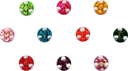 Comet Busters Multicolor Velvet Round Bindis With Stones (6mm) (BV1390) Forehead Multicolor Bindis