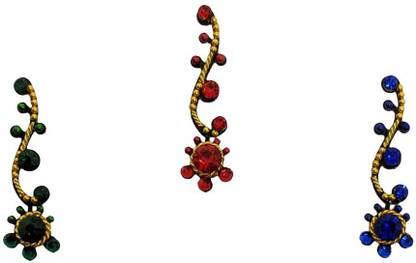 Comet Busters Handcrafted Beautiful Long Multicolor Stone Bindi (BV1608) Forehead Multicolor Bindis