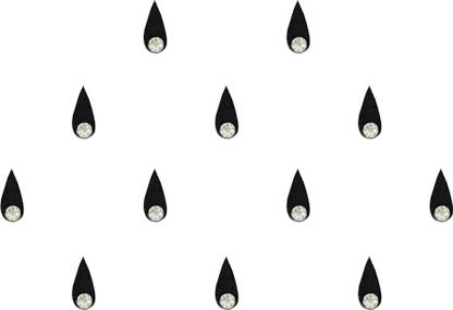 Comet Busters Black Tear Drop Bindi for Women With Single Stone (8mm) (BV1455) Forehead Black Bindis
