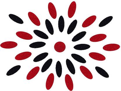 Comet Busters Handcrafted Red and Black Oval Velvet Bindis (BV1857) (7 mm) Forehead Multicolor Bindis