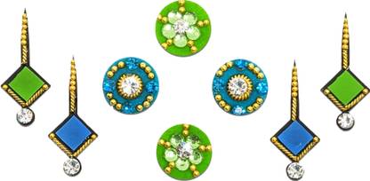 Comet Busters Blue and Green Assorted Mix Bindi Pack (BV1410) Forehead Multicolor Bindis