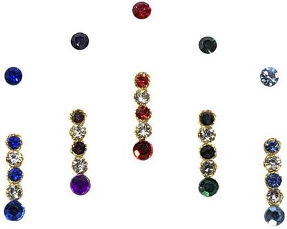 Comet Busters Fancy Multicolor Long Stone Bindis (BIN1769) Forehead Multicolor Bindis