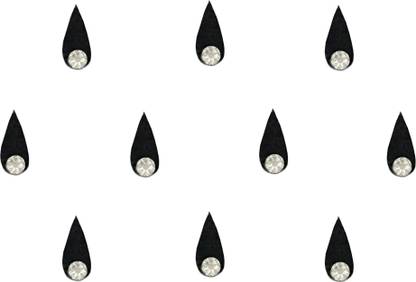 Comet Busters Black Tear Drop Bindi for Women With Single Stone (10mm) (BV1456) Forehead Black Bindis