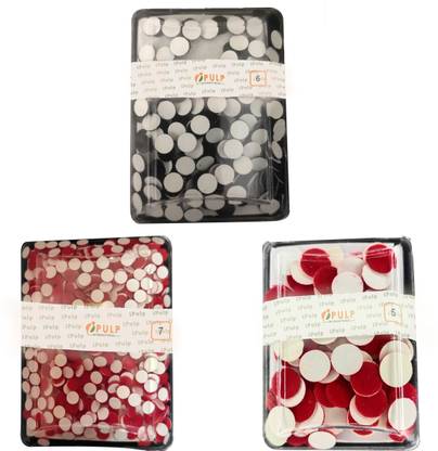 iPulp International Indian Bindi Store - Plain Bindi | Dibbi Bindi - 6 no. Black, 7 no. Red & 5 no. Red / Sticker Bindi / Velvet Bindi for Girls and Women Forehead Multicolor Bindis