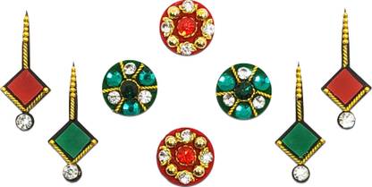 Comet Busters Red and Green Assorted Mix Bindi Pack (BV1409) Forehead Multicolor Bindis