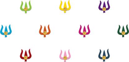 Comet Busters Multicolor Velvet Trishul Bindis With Stone (BV1212) Forehead Multicolor Bindis
