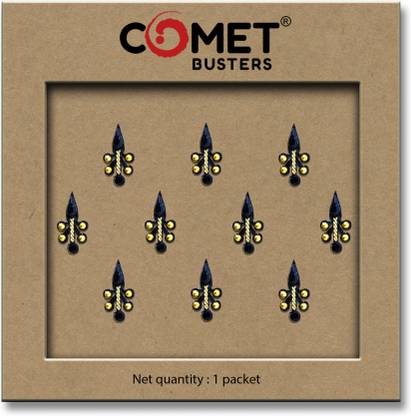 Comet Busters Beautiful Handcrafted Beautiful Black Bindi With Golden Work (BV747) Forehead Black Bindis