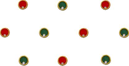 Comet Busters Red and Green Round Velvet Bindi for Women (6.5mm) (BV1481) Forehead Multicolor Bindis