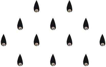 Comet Busters Black Tear Drop Bindi for Women With Single Stone (8mm) (BV1455) Forehead Black Bindis  (Indian Bindi)