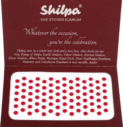 Shilpa Vive Sticker Kumkum Bindi (8, Red) (Box Contains 15 Packs) Forehead Red Bindis