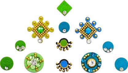 Comet Busters Green and Blue Mix Assorted Bindi Pack (BV1404) Forehead Multicolor Bindis