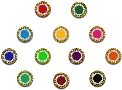 Comet Busters Beautiful Handcrafted Round Multicolor Bindis Forehead Multicolor Bindis  (Bindi)