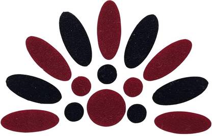 Comet Busters Handcrafted Maroon and Black Oval Velvet Bindis (BV1894) (15 mm) Forehead Multicolor Bindis
