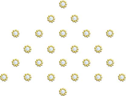 Comet Busters Beautiful Handcrafted Pearl Bindi With Gold Beads Border (BV890) Forehead White Bindis