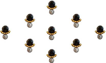 Comet Busters Black Fancy Bindi With Diamond Forehead Black Bindis
