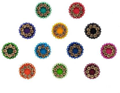Comet Busters Multicolor Round Velvet Bindi (7mm) (BV1633) Forehead Multicolor Bindis