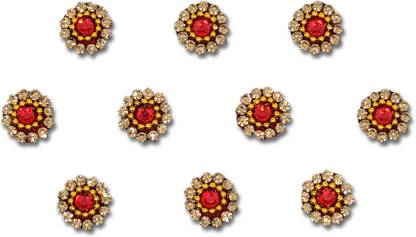 Comet Busters Red and Gold Stone Bindi (8mm) (BIN2018) Forehead Multicolor Bindis