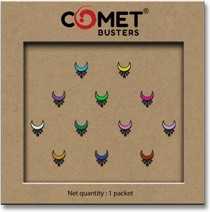 Comet Busters Moon Shaped Multicolored Bindi (BV409) Forehead Multicolor Bindis